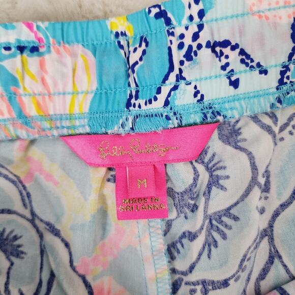 Lilly Pulitzer 5" Katia Bali Blue Once Upon A Tide Drawstring Shorts - Picture 6 of 11